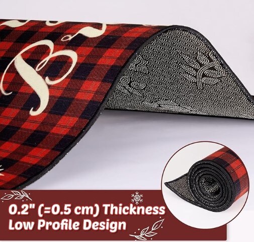Christmas Kitchen Mat - Red Buffalo Plaid Indoor Floor Mats Non-Slip Kitchen Backing Area Rugs - 2 Piece Kitchen Mats Set 17'' x 47''+17'' x 30'' Xmas Door Carpet for Kitchen Home Christmas Decor