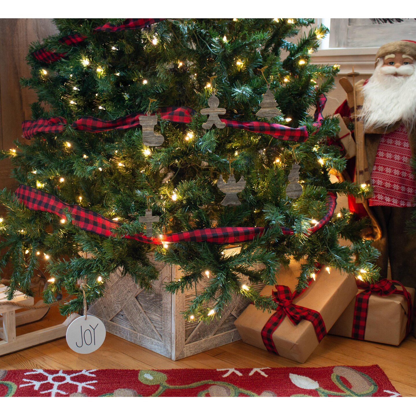 Rustic Farmhouse Reclaimed Wood Traditional Christmas Ornaments (6 pack)