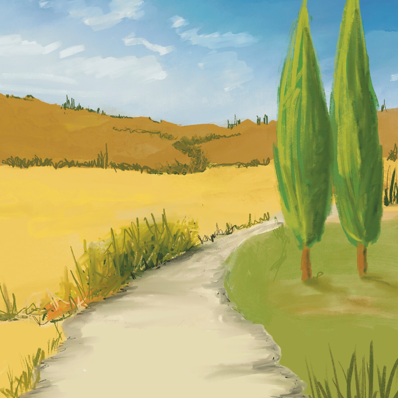 Acrylic Painting Tuscan Landscape for Beginners