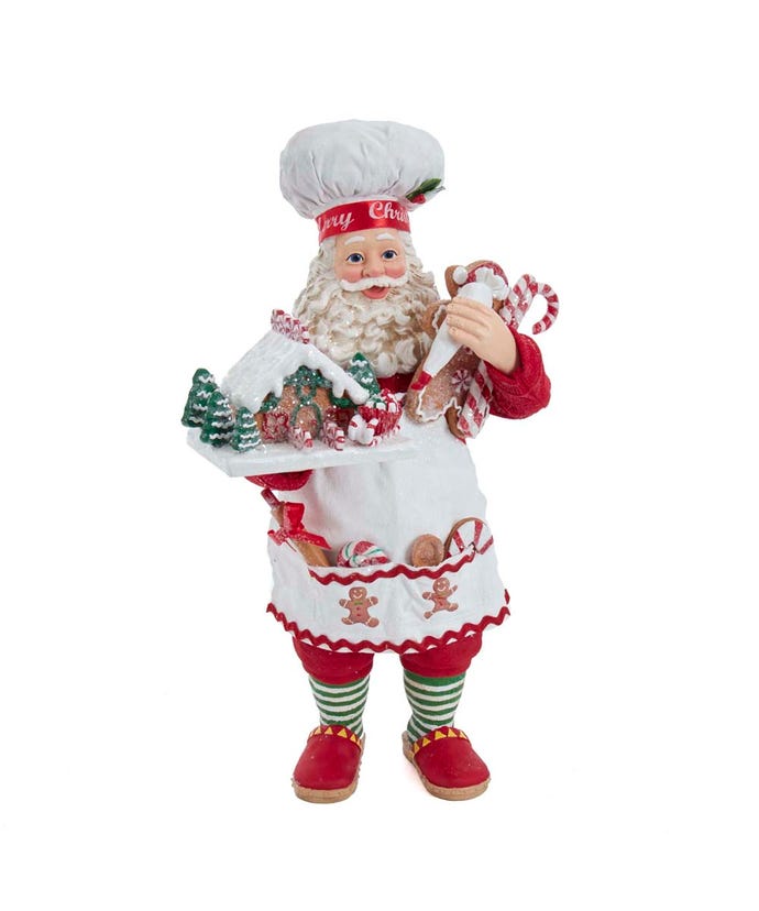 10.5&#x22; Fabrich&#xE9; Gingerbread Chef Santa-