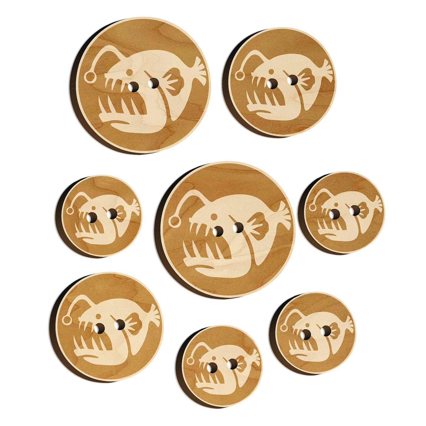 Toothy Angler Fish Wood Buttons for Sewing Knitting Crochet DIY Craft ...