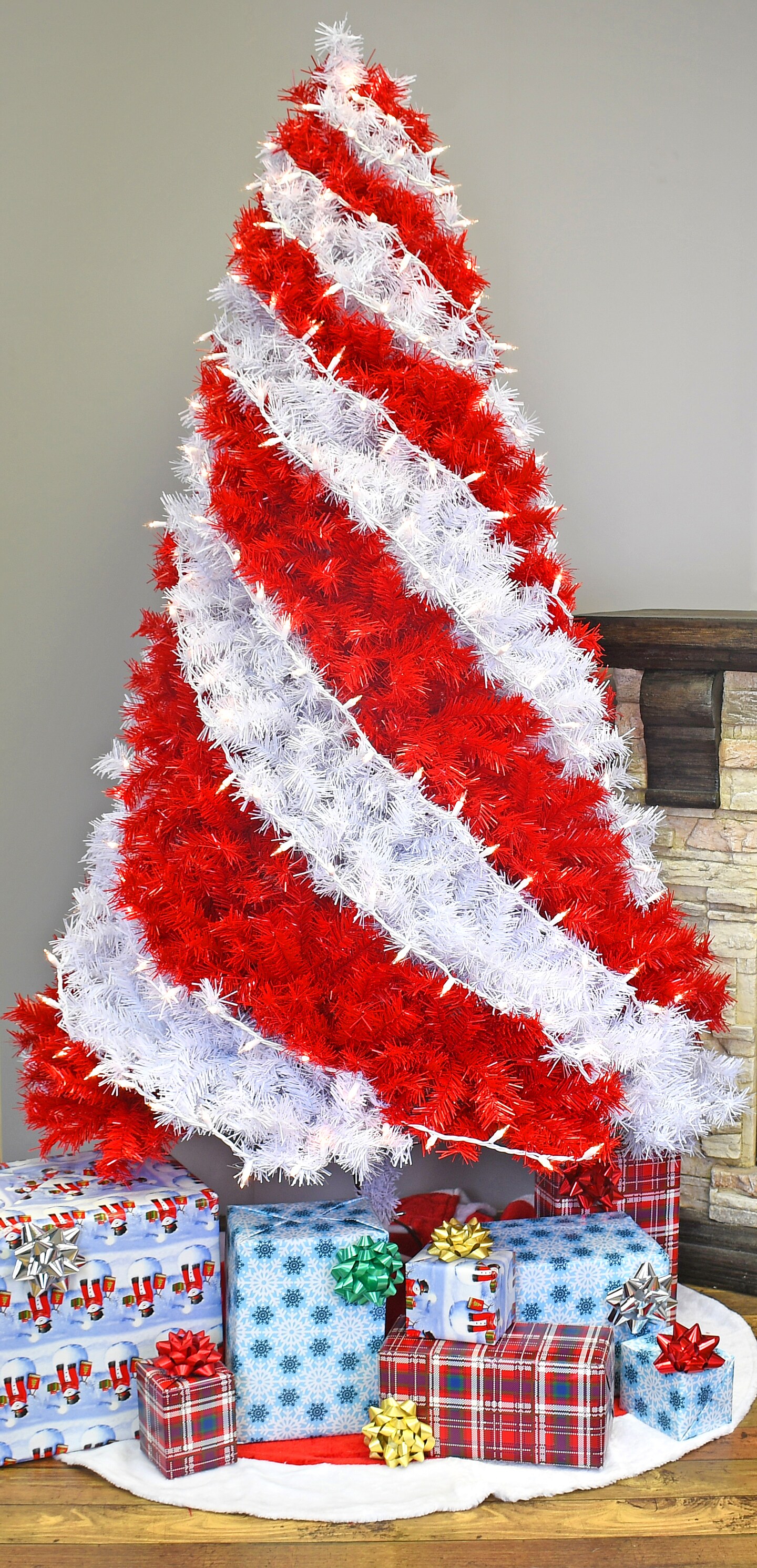Tree Buddees 6 Foot Red and White Swirl Candy Cane Colored Artificial Christmas Tree