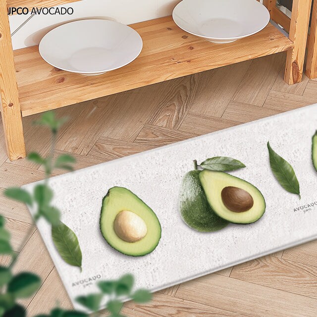 Double-Sided Two Designs Herringbone and Avocado Kitchen Anti-Fatigue Waterproof Kitchen Mat, Small