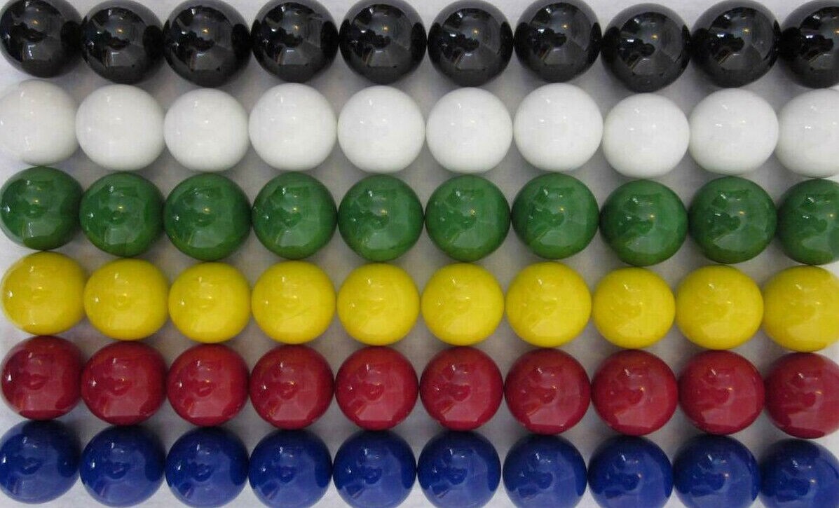 60 LARGE 1&#x22; (25mm) Replacement Chinese Checker Board Game Solid GLASS MARBLES