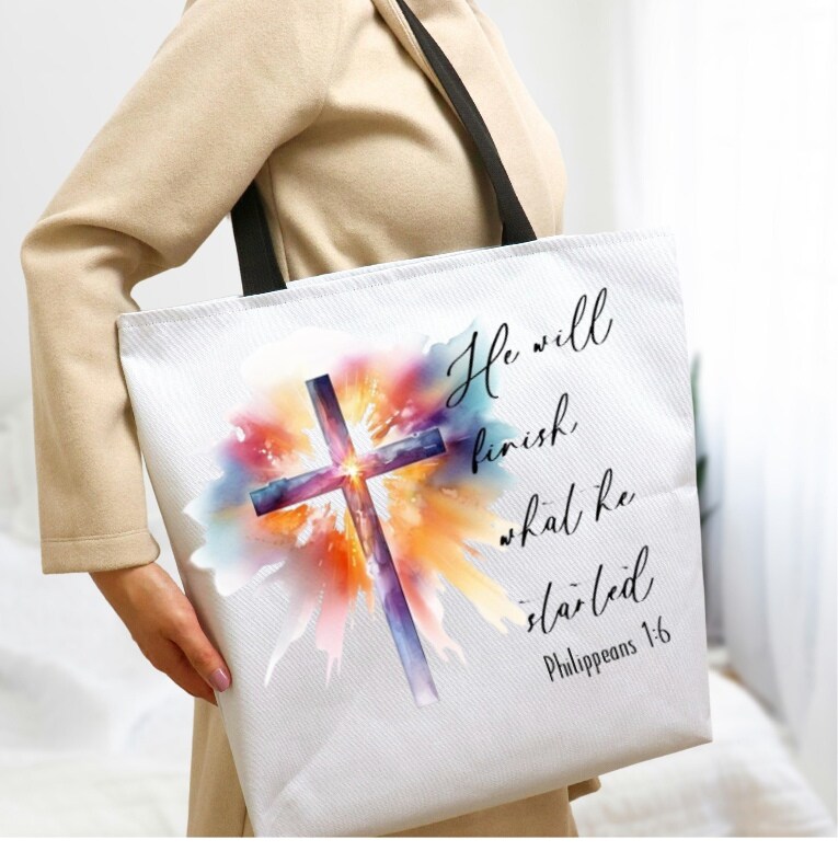  Christian Tote Bags for Women Beach Scene Be Still