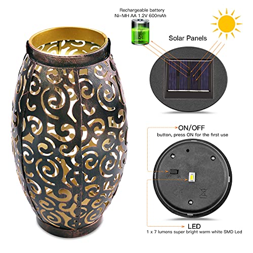 1 Pack Solar Lanterns LED Table Solar Lights for Patio Garden Courtyard Porch Courtyard Pathway Decorative