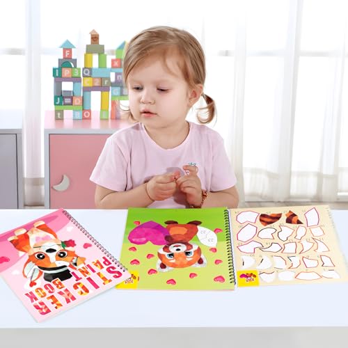 90shine 2PCS Valentine's Day Gifts for Kids Sticker Books - Valentines Crafts  Ages 4-8 Create 22 Pictures