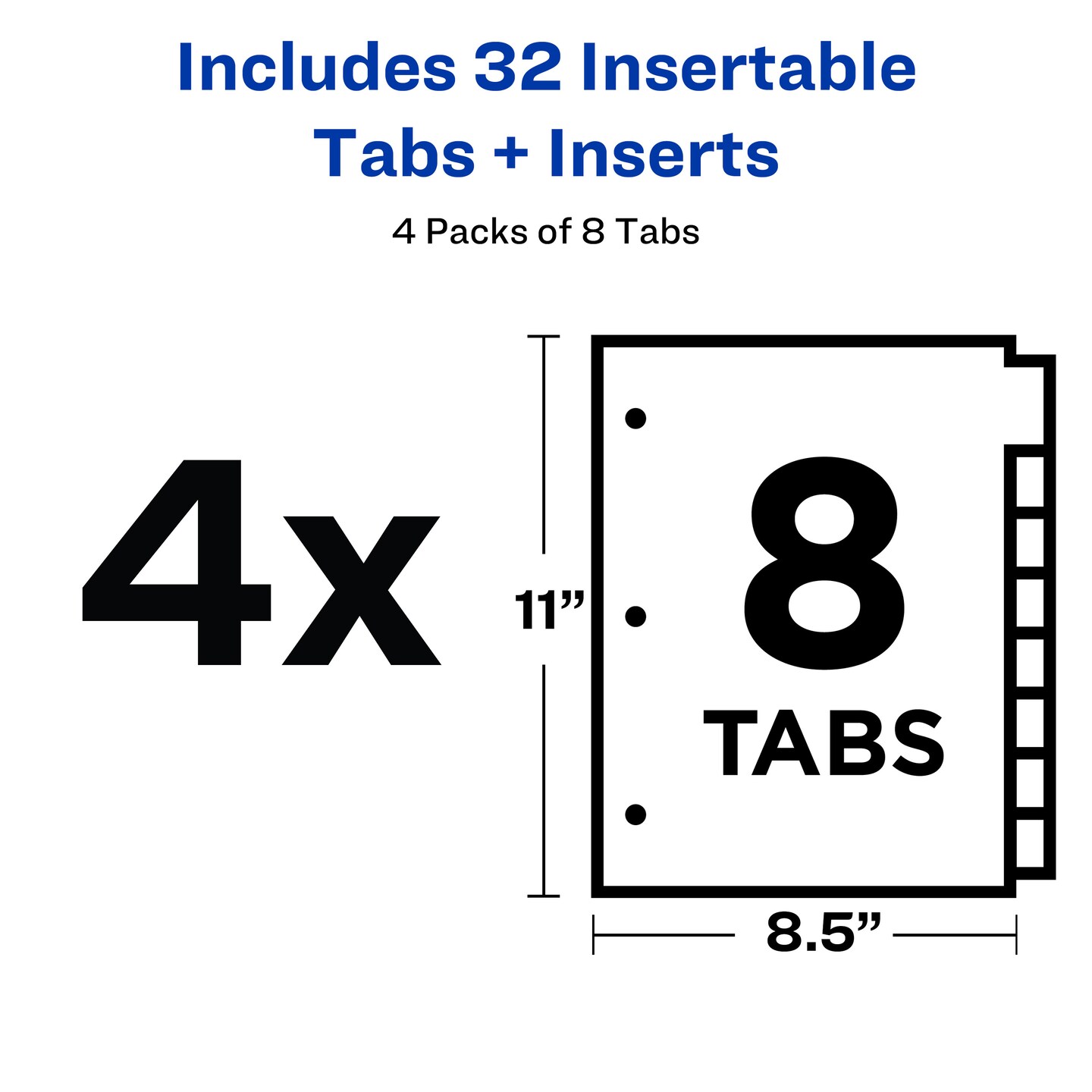 Avery Big Tab Insertable Extra Wide Dividers for 3 Ring Binders, 8-Tab Sets, Multicolor Tabs, 4 Sets (21939)