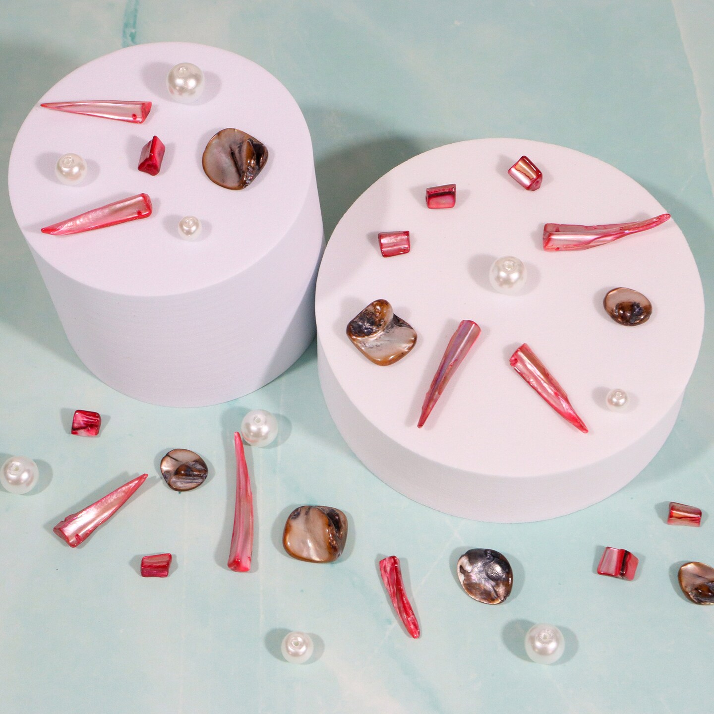 6 Packs of Baby Shell Spotted Beads -  25 Pc Pack