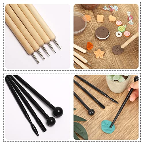 RUBFAC, 24pcs Polymer Clay Tools, Modeling, Sculpting Dotting Tools Set Pottery Tools with Air Dry Ball Stylus, Rock Painting Kit for Sculpture Pottery