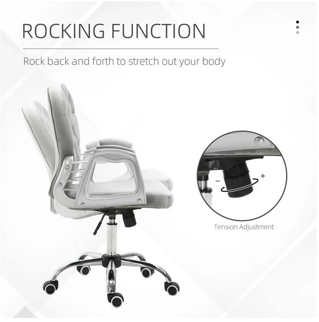 Button Tufted Desk Chair with Padded Armrests, Adjustable Height and Swivel Wheels, Beige Velvet Home Office Chair