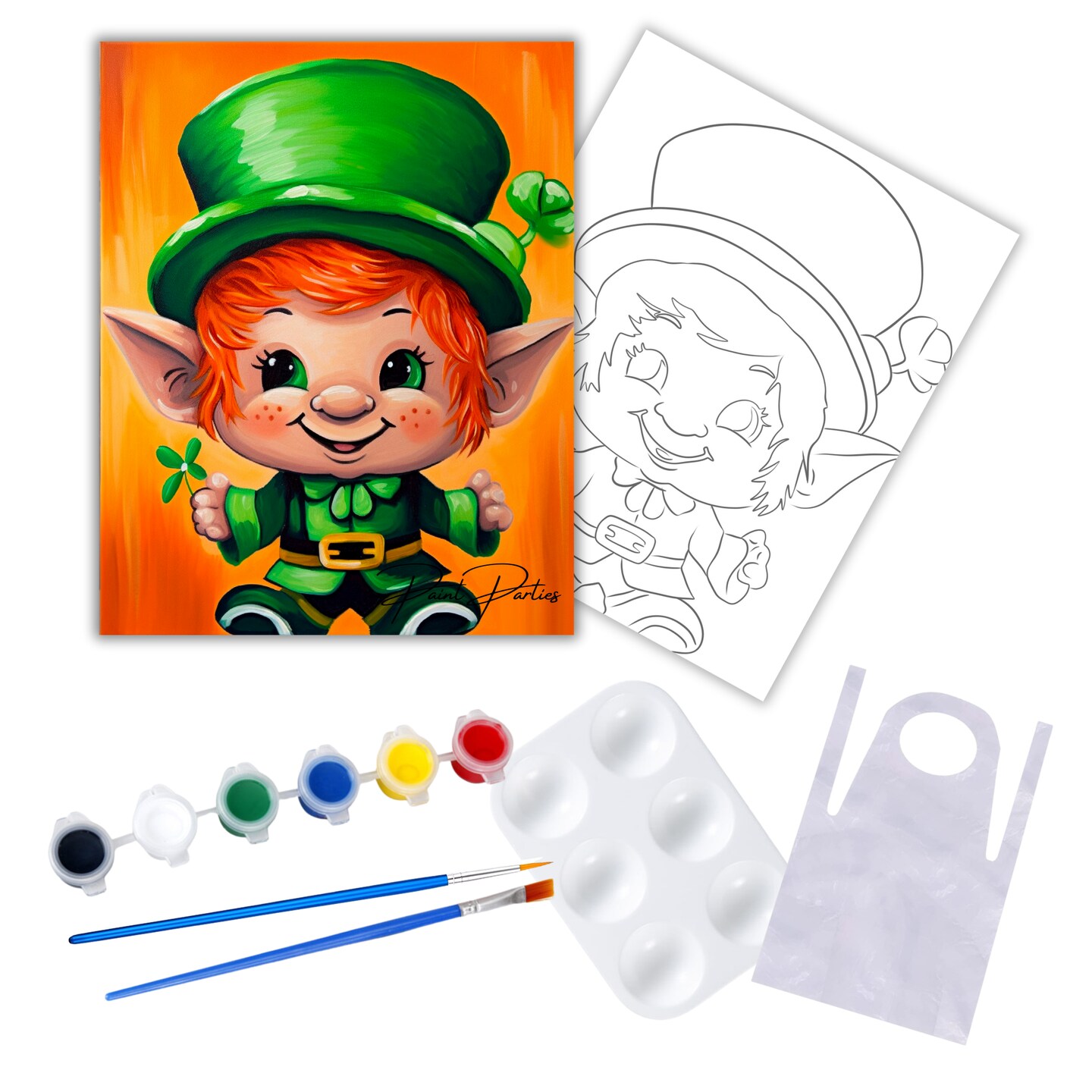 "Leprechaun" DIY Canvas Art Kit, Adult Beginner, Acrylic Paint Size 11x14 inch