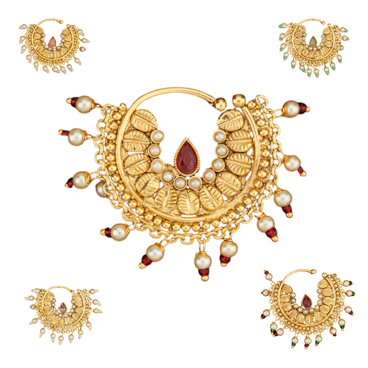 antique-pressing-loop-nose-ring-with-gold-plating-clip-on-marathi-nath