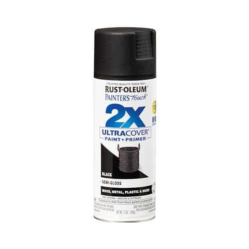 Rust-Oleum 334097 Painter&#x27;s Touch 2X Ultra Cover Spray Paint, 12 oz, Semi-Gloss Black