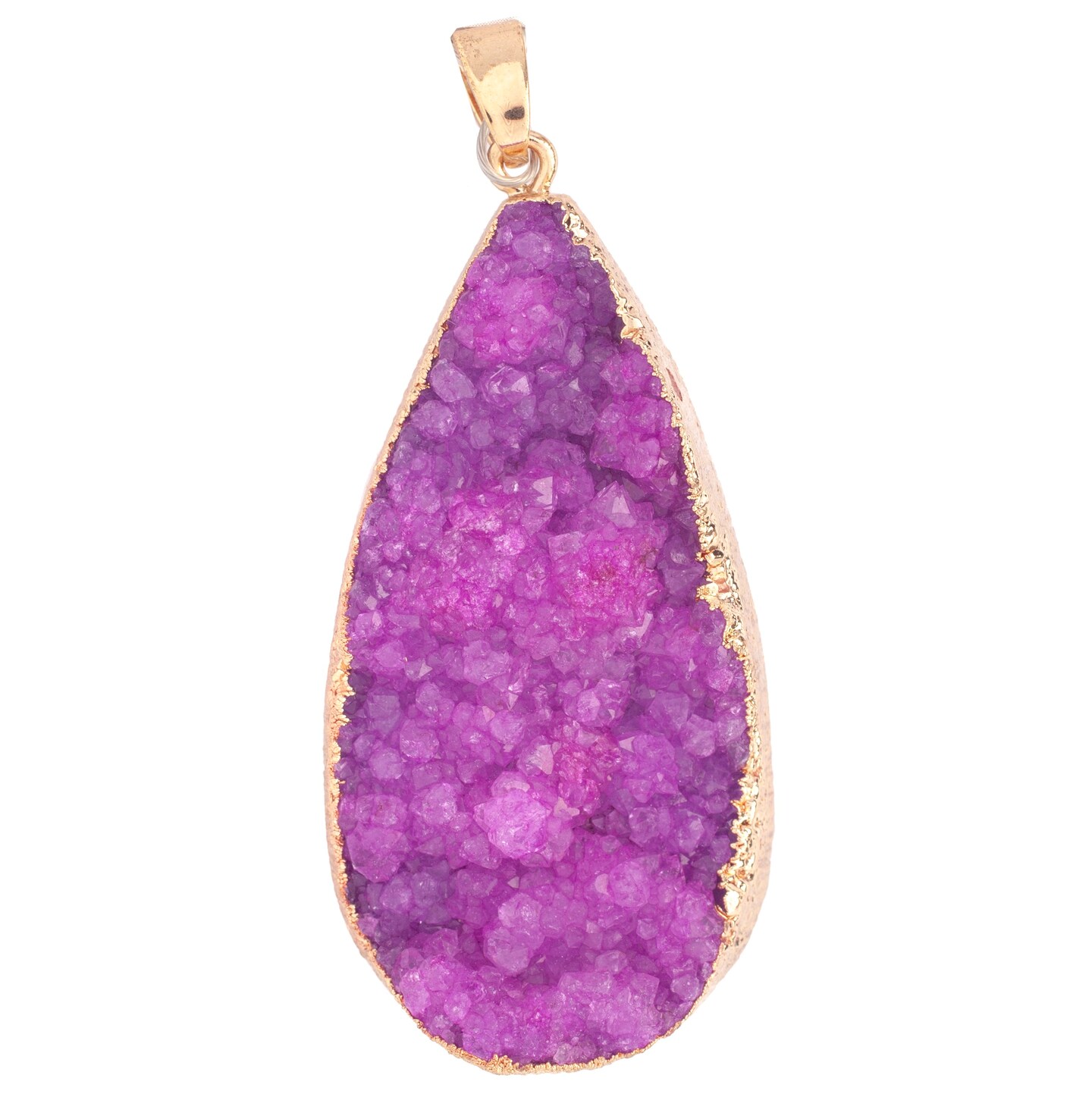 Earth&#x27;s Jewel 50mm Purple Semi-Precious Agate Teardrop Pendant