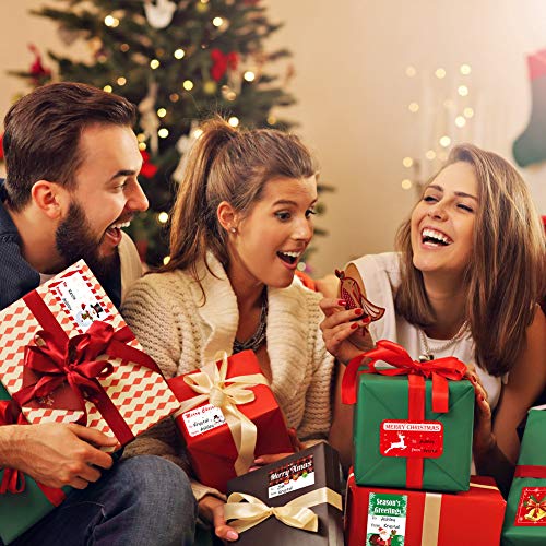 Gift Tag Stickers, Christmas Tags for Gifts 500+ Pcs, Christmas Name Tags - Christmas Stickers, to from Gift Tags Stickers, Gift Sticker Labels Large, 8 Designs Self Adhesive Labels - 2.8&#x201D;1.6&#x201D;