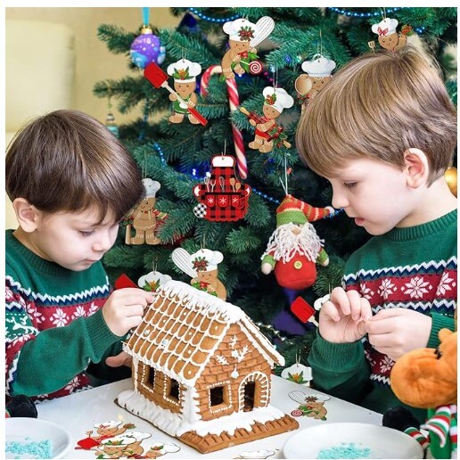 Christmas Ornaments Gingerbread Man 36 Pieces Hanging Gingerbread Wooden Christmas Tree Decoration Set