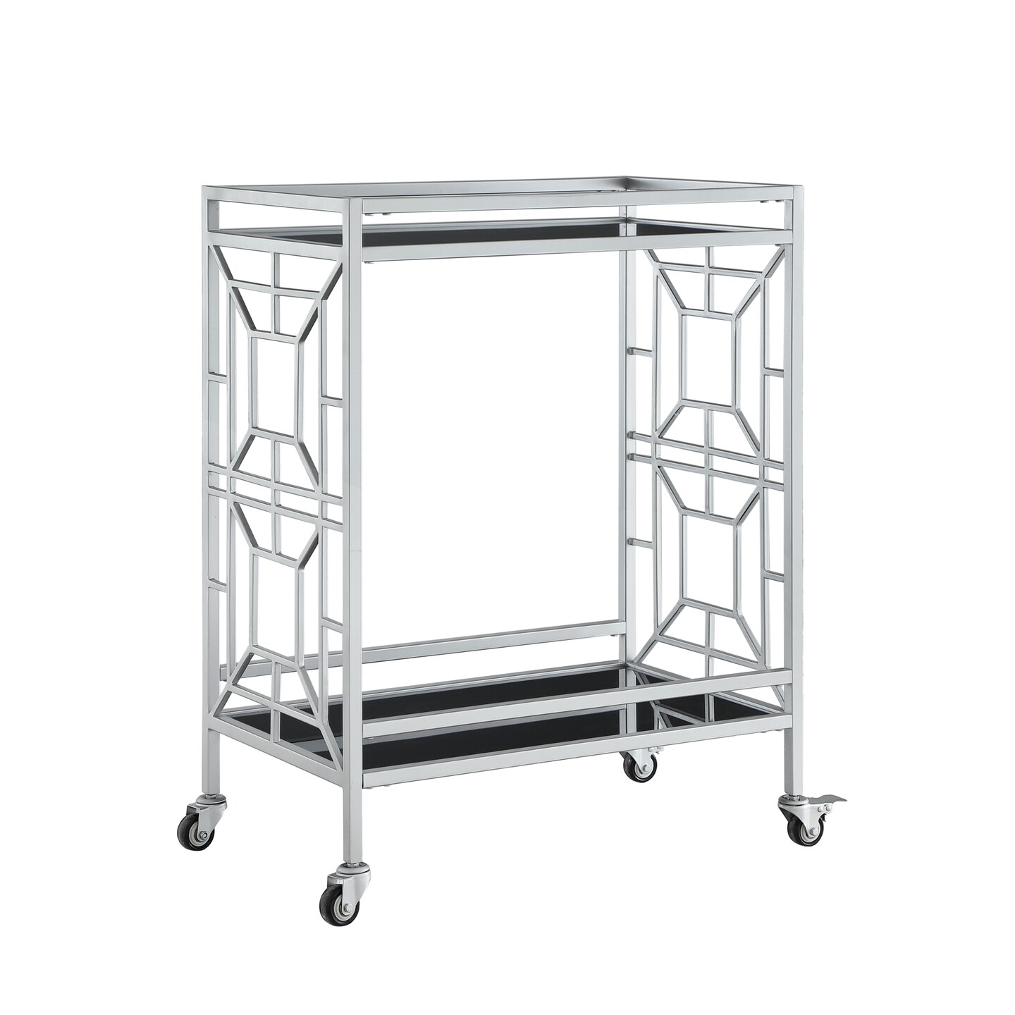 Mimi Glass Shelf Caster Leg Metal Bar/Serving Cart