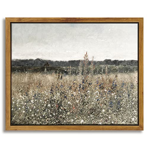 InSimSea Framed Canvas Wall Art Home Decor, Meadow with Flowers Painting Wall Art Prints, Canvas Wall Art for Living Room Decor Bedroom Home Bathroom Wall Decor 8x10in