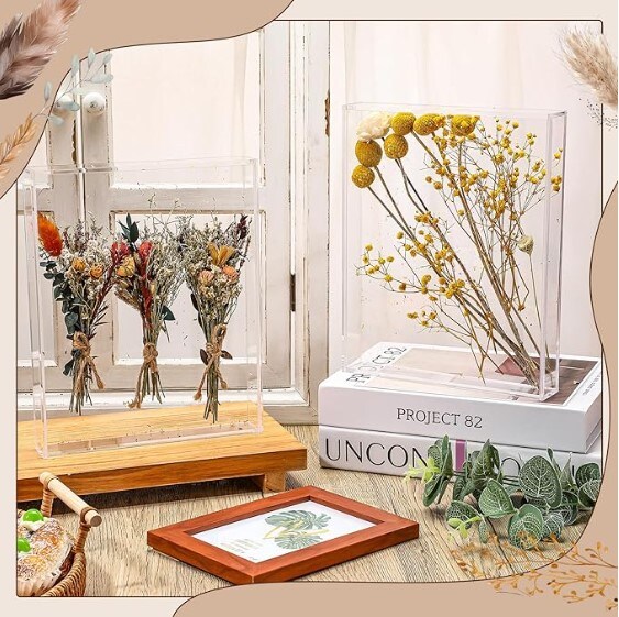 Shadow Box Frame DIY Clear Acrylic Display Box Wedding Memory Box Dried Flower Shadow Box Picture Photo Frame for Birthday Wedding Party (8 x 10&#x27;&#x27;)
