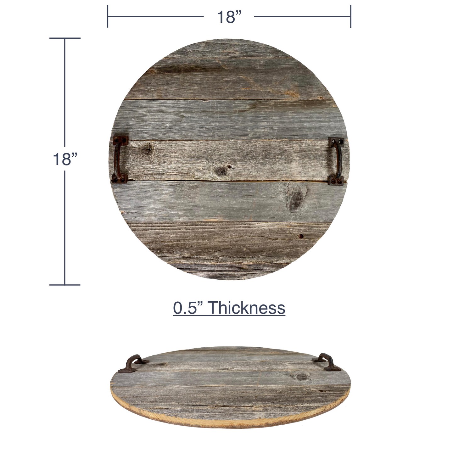 Rustic Farmhouse Reclaimed 18&#x22; Round Wooden Decorative Serving Tray