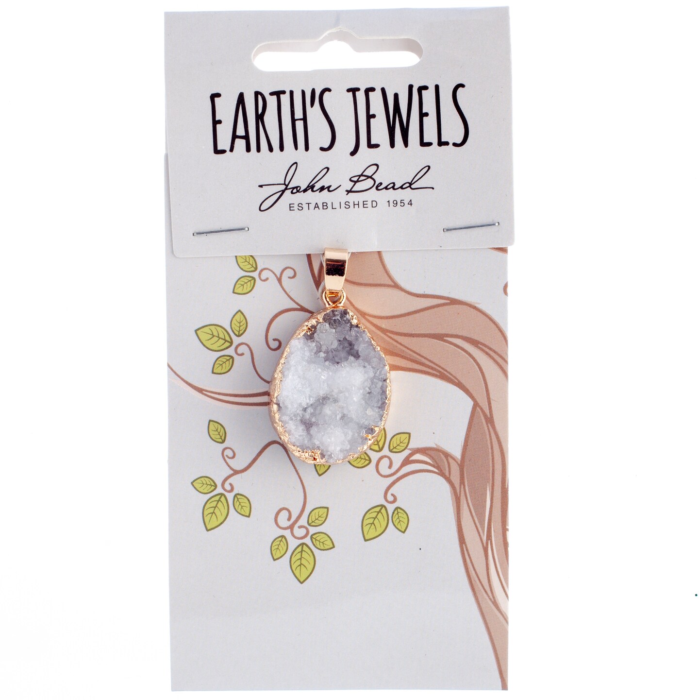 Earth&#x27;s Jewel 21mm White Semi-Precious Agate Teardrop Pendant