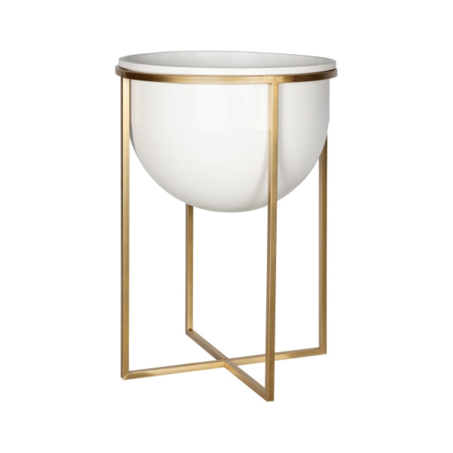 Contemporary Home Living White and Gold Modern Plant Stand 18.75&#x22;