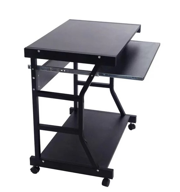 Mobile and compact complete office computer workstation desk in black