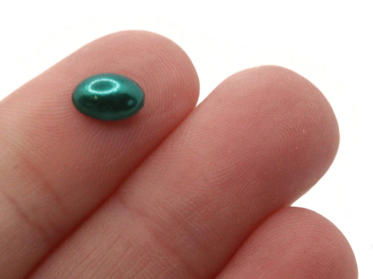 100 8mm x 6mm Green Pearl Oval Flatback Plastic Cabochons