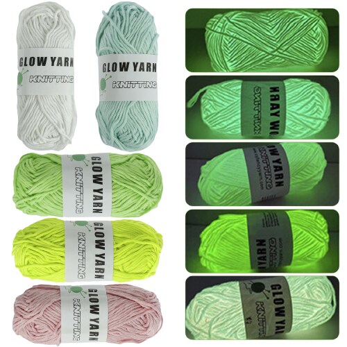 Yarn for Crocheting - 5 Rolls DIY Glow in The Dark Yarn, Glow in The Dark  Yarn for Crochet, Glow Yarn for Knitting, Crocheting, Crafts Sewing