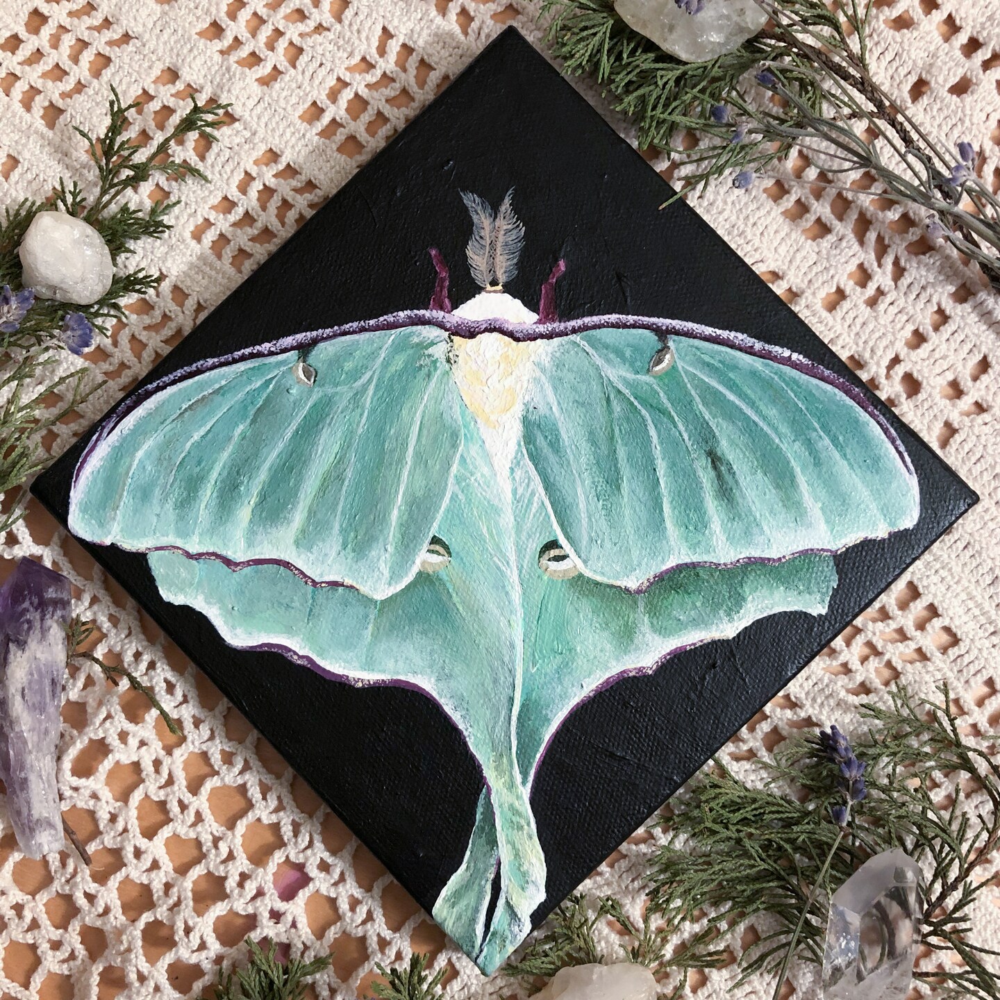 Luna Moth, whimsical art, witch, witchy art, magic, witchy