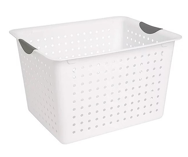 White Large Plastic Deep Ultra Storage Basket Tote (6 Pack)