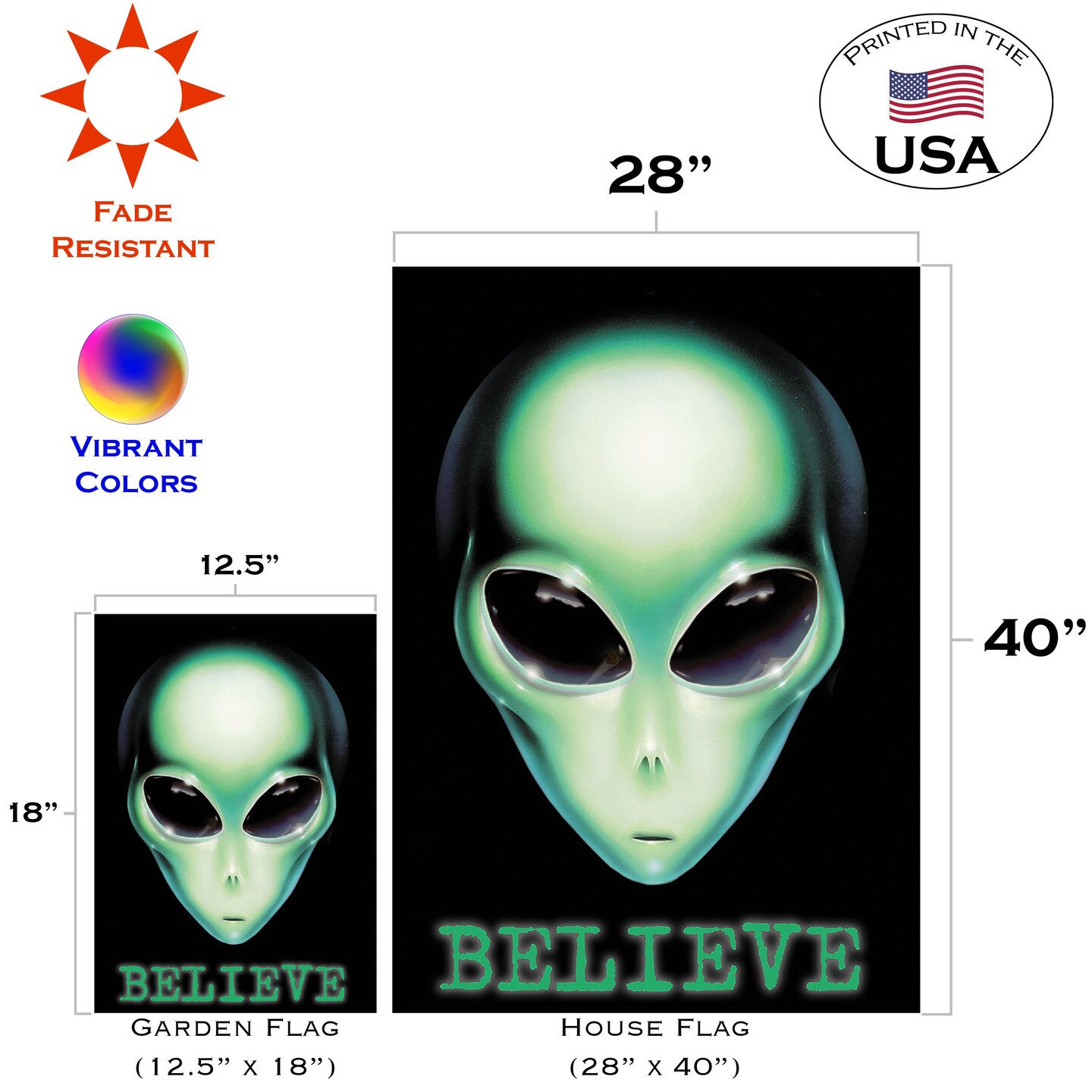 Believe Alien Decorative Ufo Flag