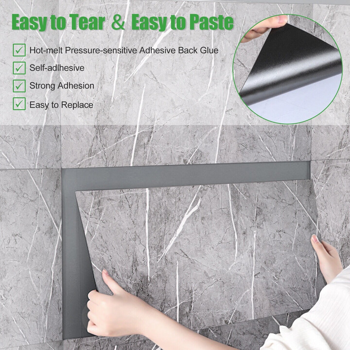 Self-Adhesive 3D Marble Stone Tile Panels
