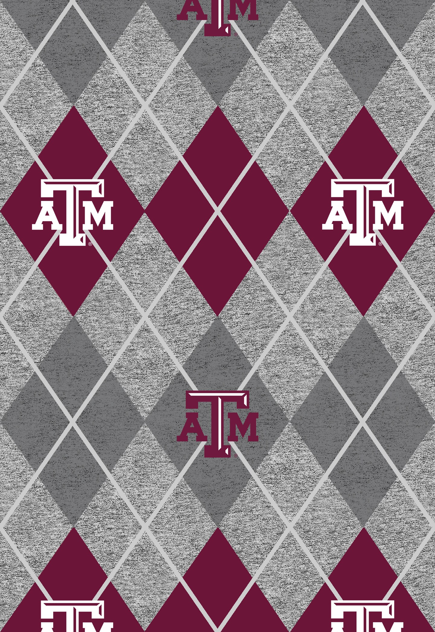 Sykel Enterprises-Texas A&M Fleece Fabric-Texas A and M Aggies Heather Argyle Fleece Blanket Fabric-Sold by the yard
