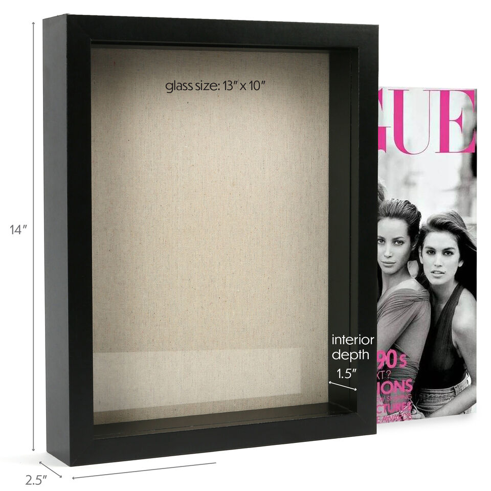 Black Shadow Box Display Case Wood Picture Frame .