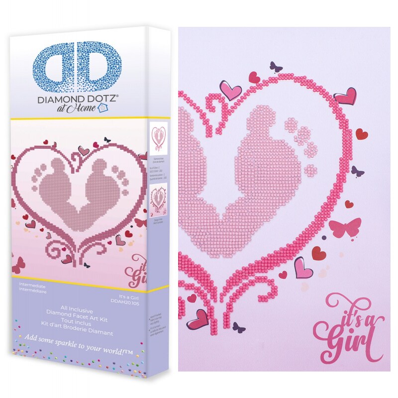 Diamond Dotz at Home It's a Girl Diamond Painting Kits for Adults - Diamond Art Kits a Relaxing Creative Craft Kit with Dotz Gems 12"x12"