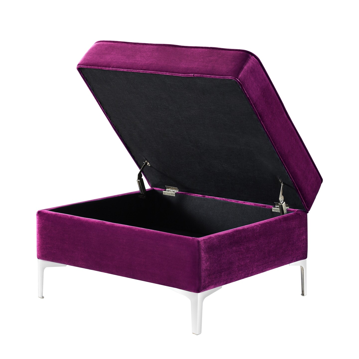 Olivia Velvet Metal Y-Leg Square Storage Ottoman