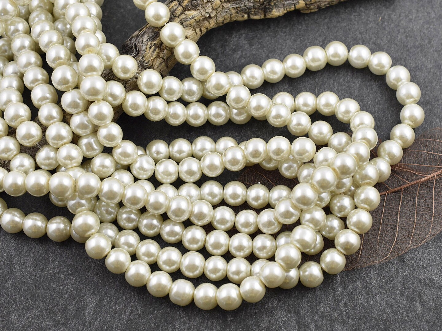 Creamy White Pearl Round Beads (32 inch strand) -- Choose Your Size
