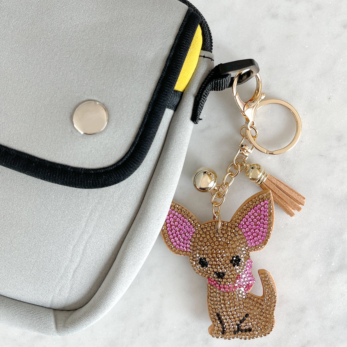 Wrapables Crystal Bling Key Chain Keyring Car Purse Handbag Pendant Charm, Chihuahua