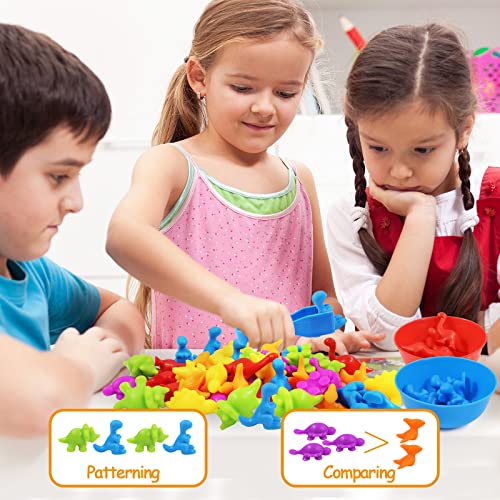 Counting Dinosaur Toys Matching Games with Sorting Bowls Preschool Learning Activities for Math Color Sorting Educational Sensory Montessori STEM Toy Sets for Kids Aged 3+ Years Old Boys Girls