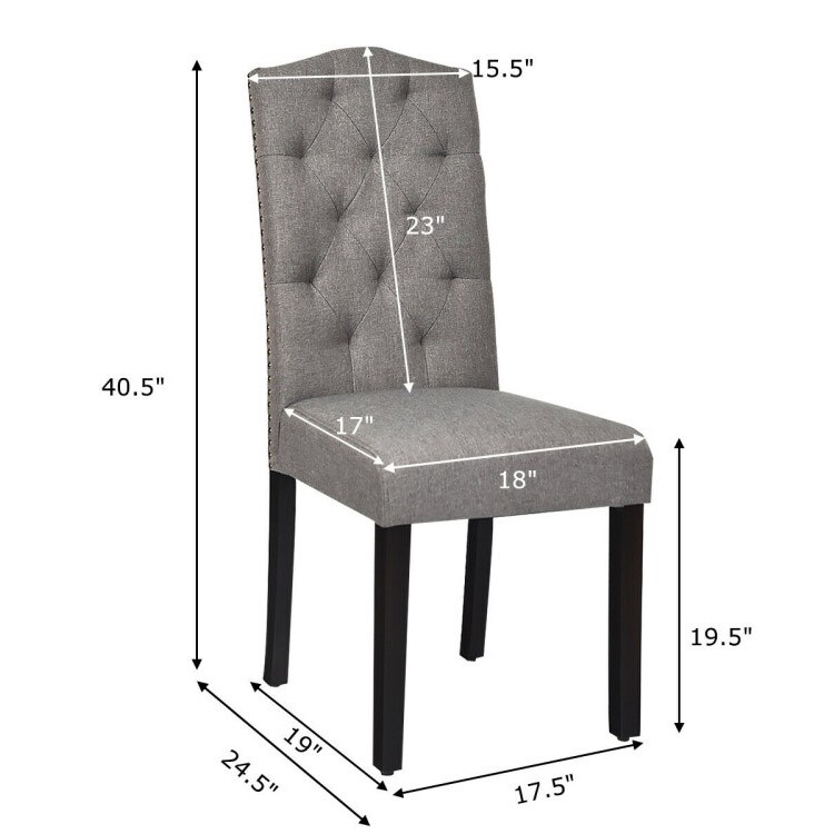 Set of 2 Tufted Upholstered Dining Chair with Curved Backrest