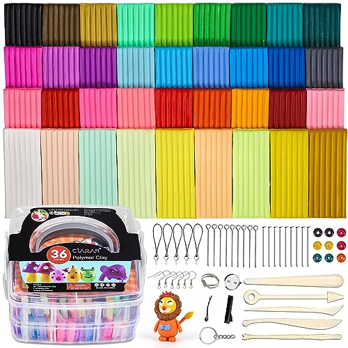 Polymer Clay 36 Colors, CiaraQ Modeling Clay Starter Kits for Kids, Oven Baked Model Clay with Sculpting Tools, Safe and Non-Toxic, Great Gift for Children and Artists