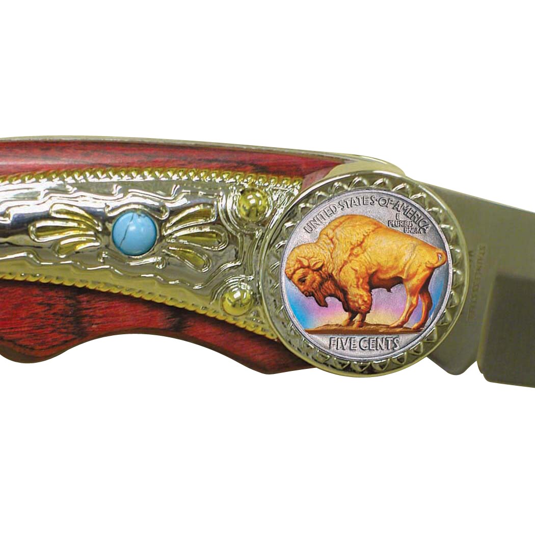 Colorized Buffalo Nickel Pocket Knife