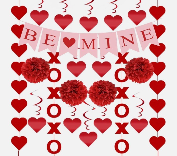 Valentine's Day Decorations Set of 21 Pieces Pre-Assembled Hanging Heart Swirls