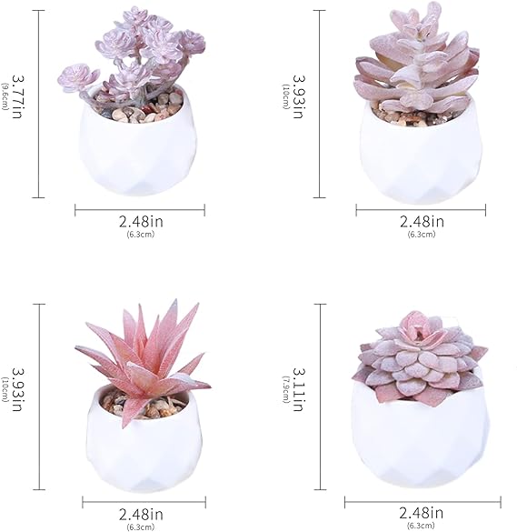 Succulent Artificial Plants Fake Succulents in White Ceramic Pots Small Fake Plants for Office Desk Home Decor