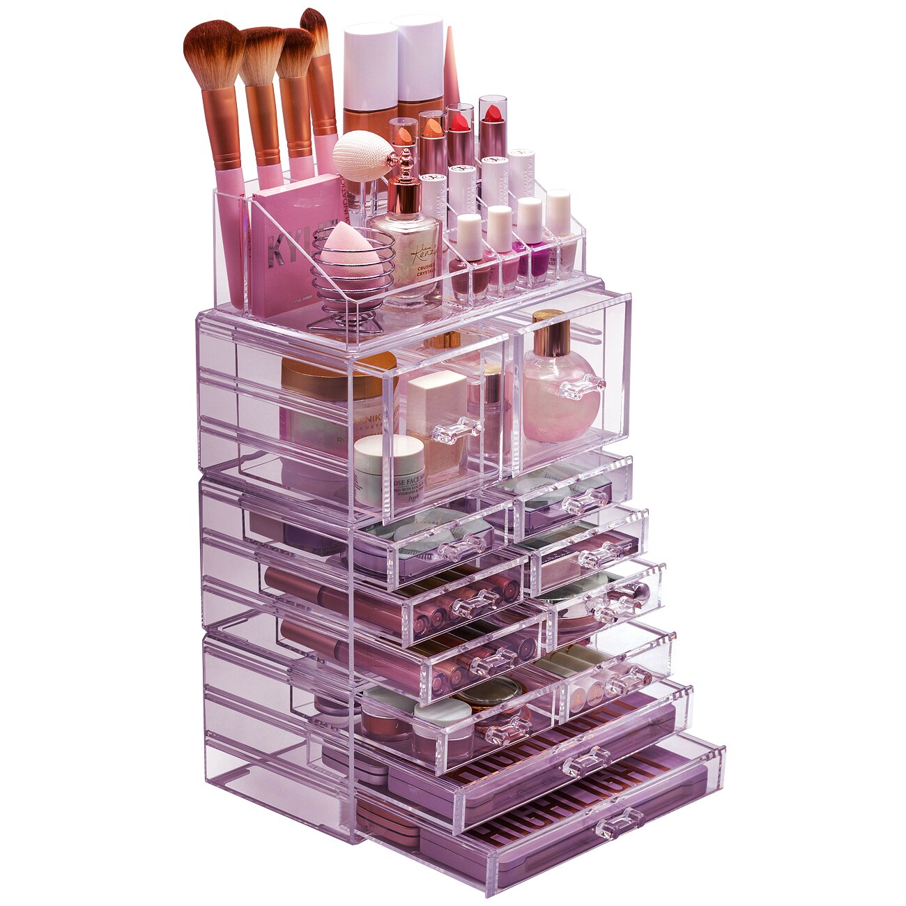 Sorbus X-Large Acrylic Makeup and Jewelry Organizer Case - 4 Piece Set (12 Drawers)
