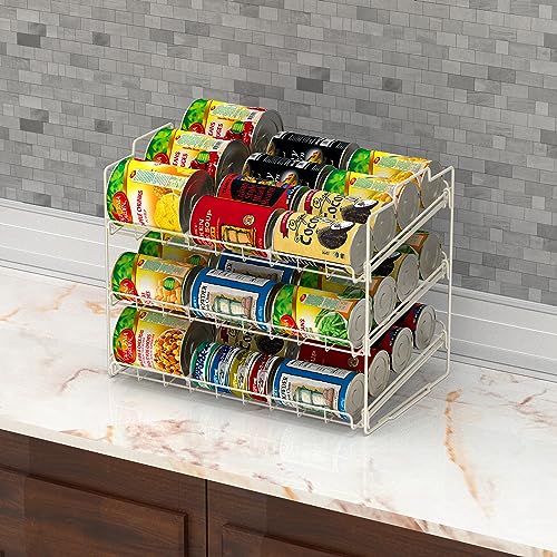 Alloy Steel Supreme Stackable Can Rack Organizer, White