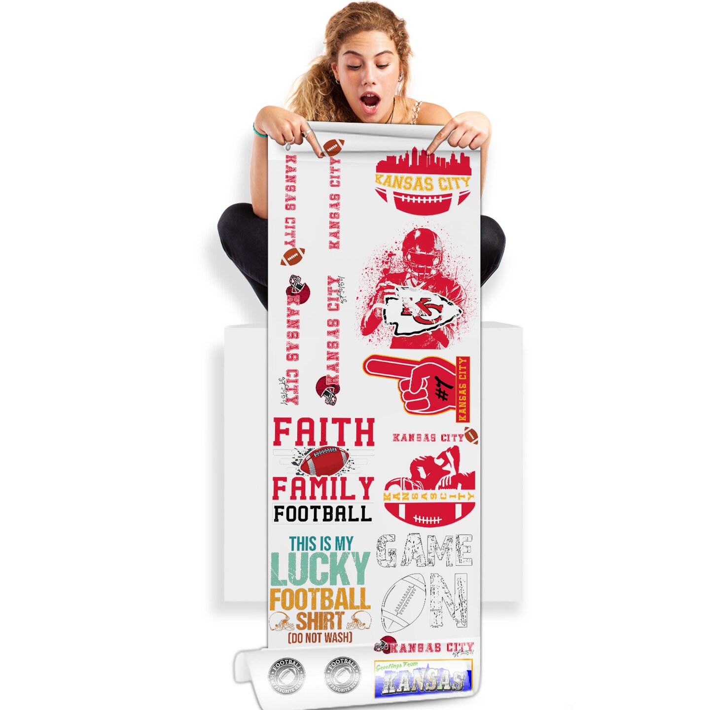 Kansas City Football DTF Transfer 22x60 Direct-to-Film Gang Sheets