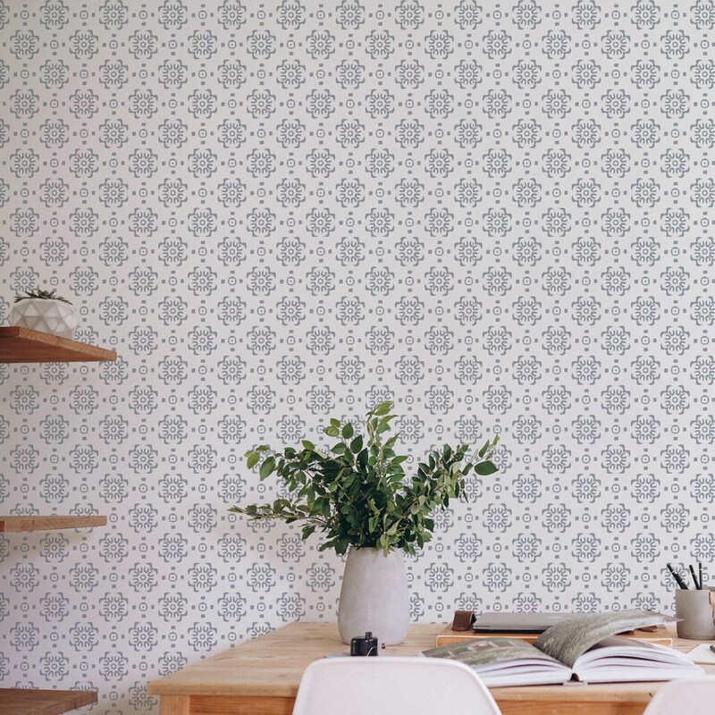 Tempaper Decorative Tile Peel and Stick Wallpaper Classic Grey